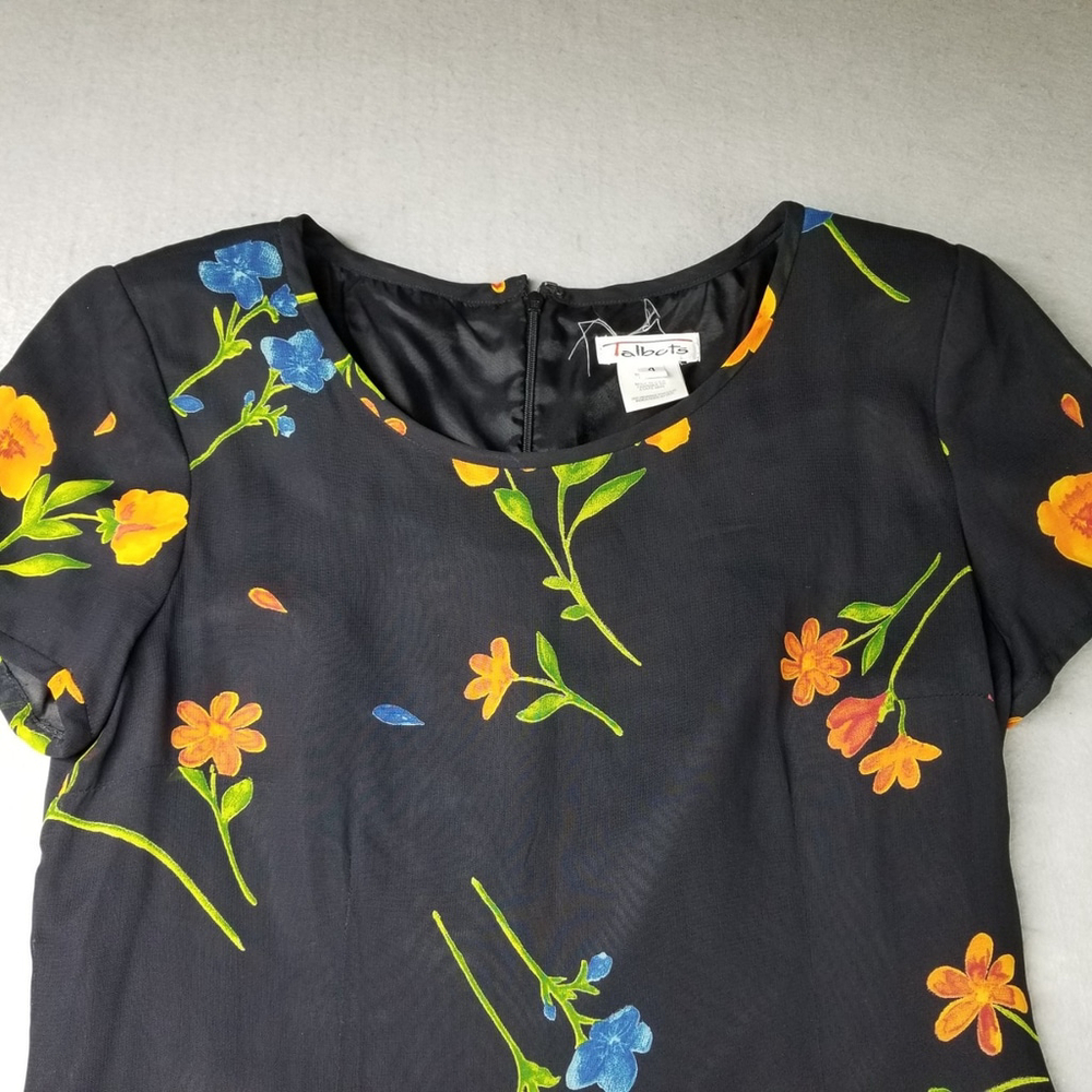 Talbots Maxi Dress Womens Size 4 Black Flowers Floral Allover Made USA - Picture 2 of 11